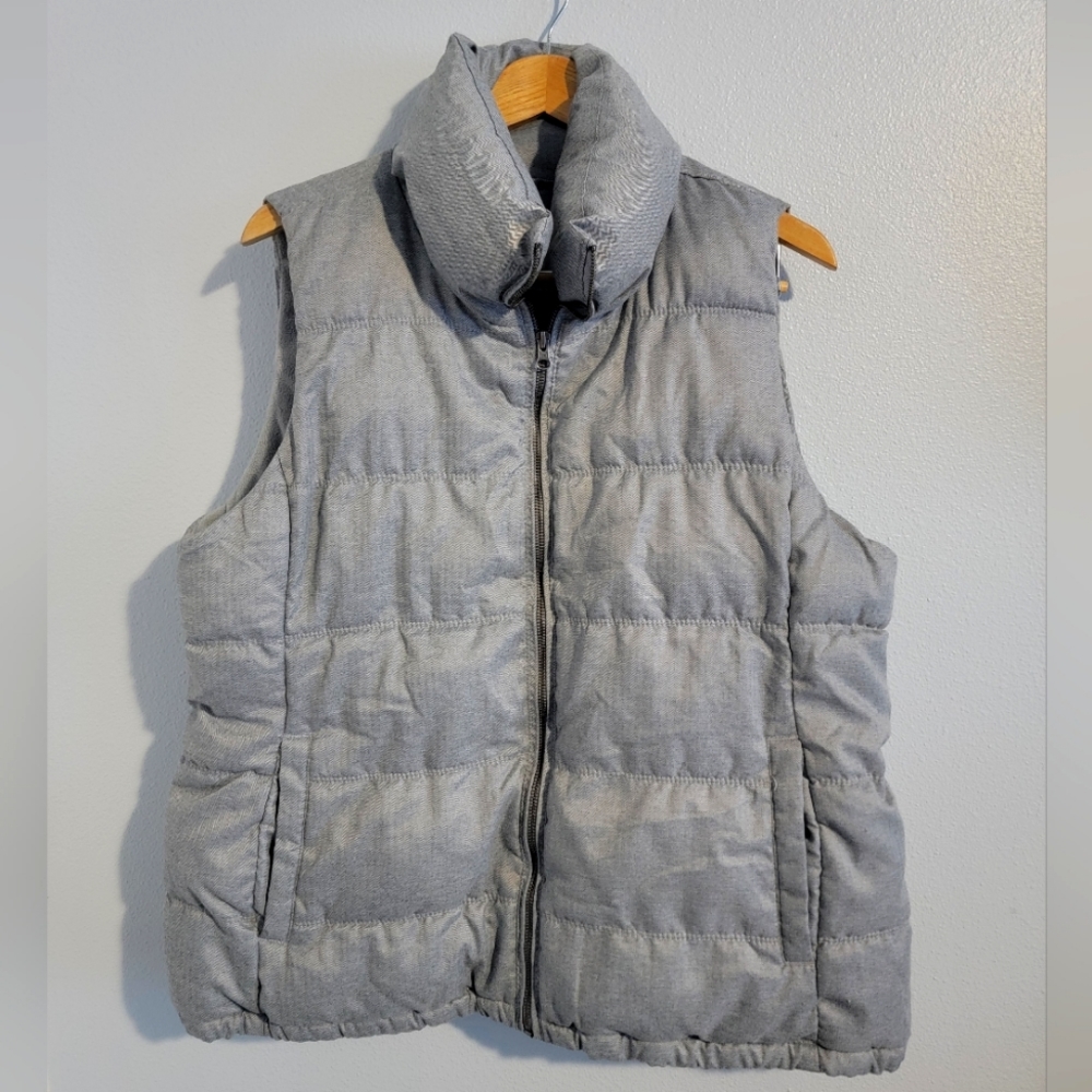 Heathered, Herringbone Grey Puffy Vest
